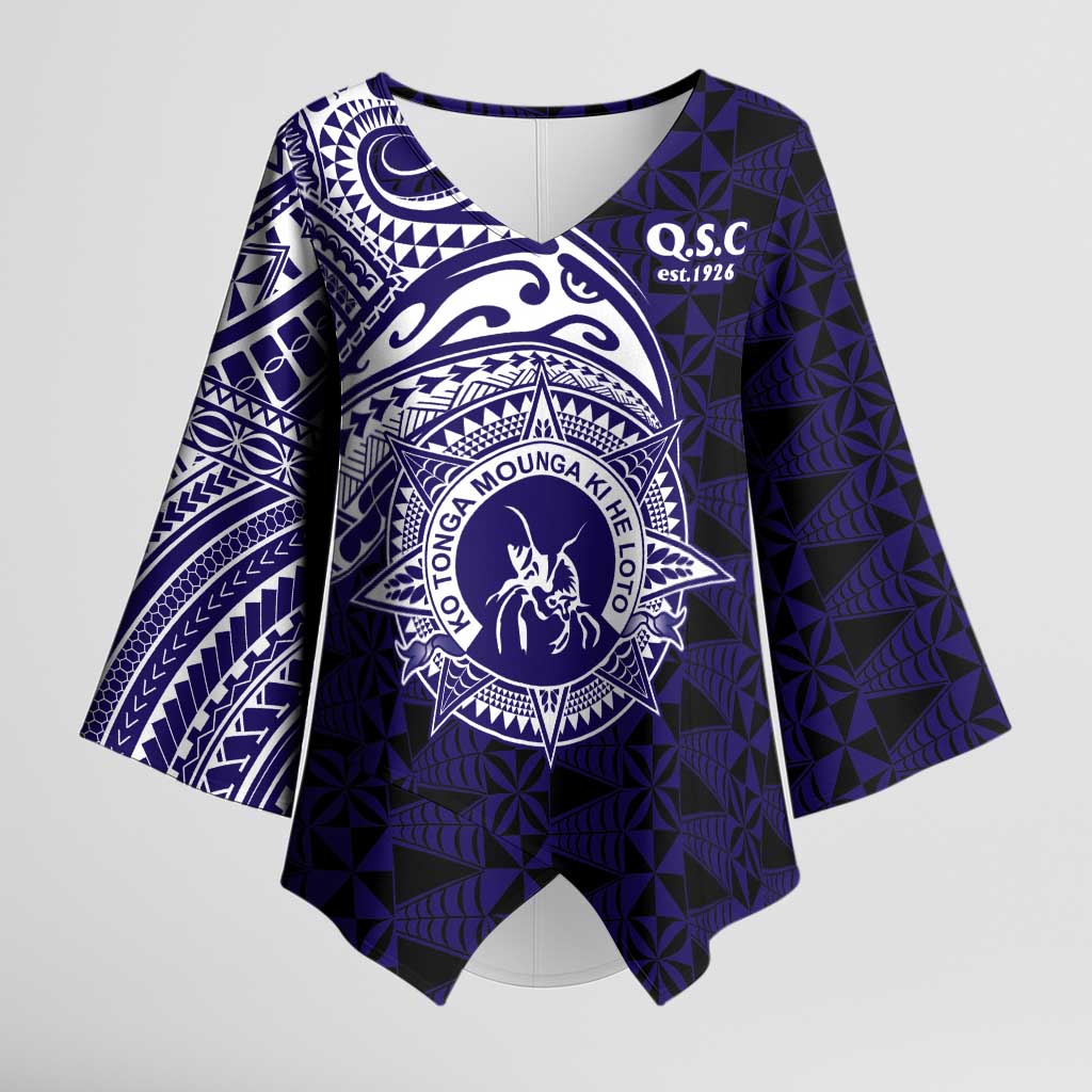 Tonga Queen Salote College 100th Years Kimono Sleeve Blouse Est 1926 Tongan Ngatu Tapa - Polynesian Pride