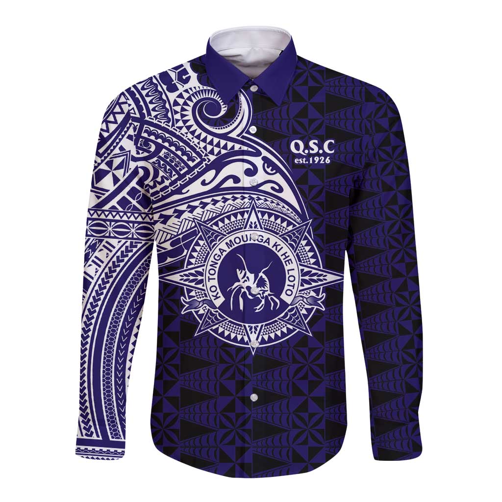 Tonga Queen Salote College 100th Years Long Sleeve Button Shirt Est 1926 Tongan Ngatu Tapa - Polynesian Pride