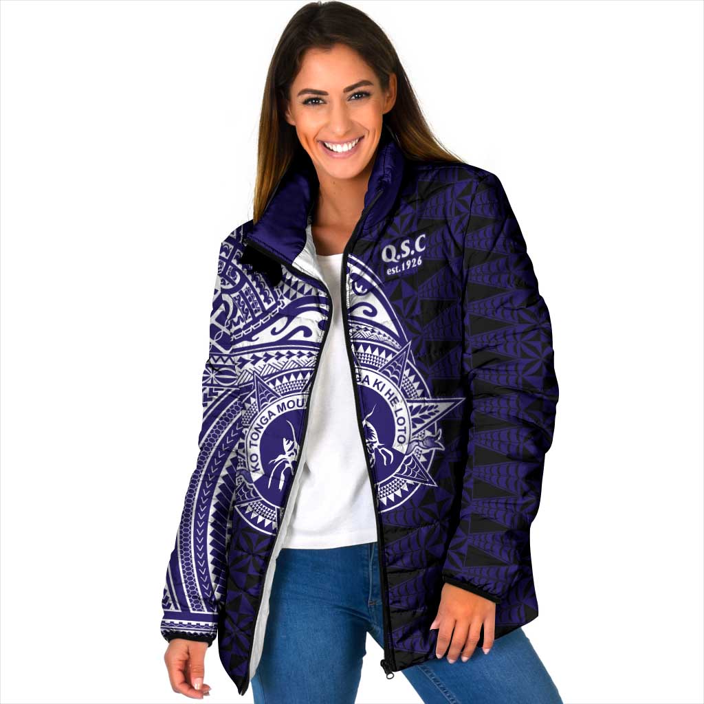 Tonga Queen Salote College 100th Years Padded Jacket Est 1926 Tongan Ngatu Tapa - Polynesian Pride