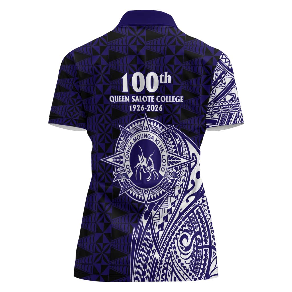 Tonga Queen Salote College 100th Years Women Polo Shirt Est 1926 Tongan Ngatu Tapa - Polynesian Pride