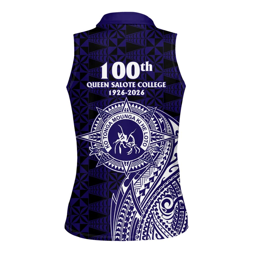 Tonga Queen Salote College 100th Years Women Sleeveless Polo Shirt Est 1926 Tongan Ngatu Tapa - Polynesian Pride