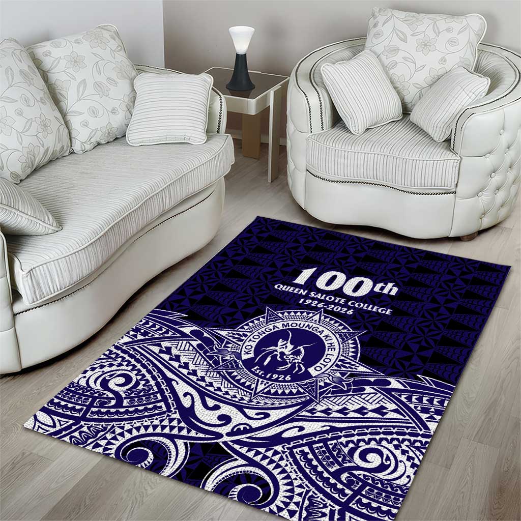Tonga Queen Salote College 100th Years Area Rug Blue Tonga Kupesi Uniquely Pacific Art - Polynesian Pride