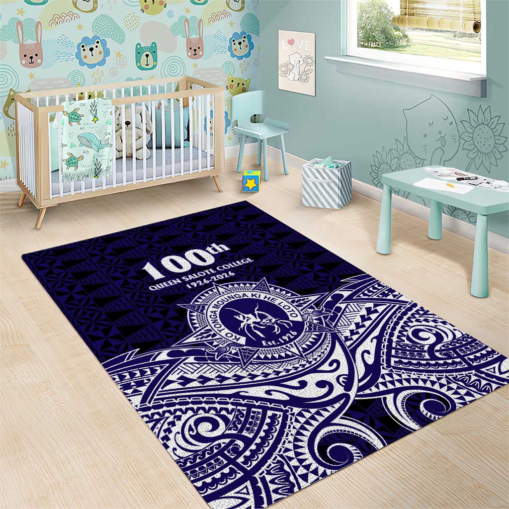 Tonga Queen Salote College 100th Years Area Rug Blue Tonga Kupesi Uniquely Pacific Art - Polynesian Pride