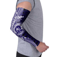 Tonga Queen Salote College 100th Years Arm Sleeves Blue Tonga Kupesi Uniquely Pacific Art - Polynesian Pride