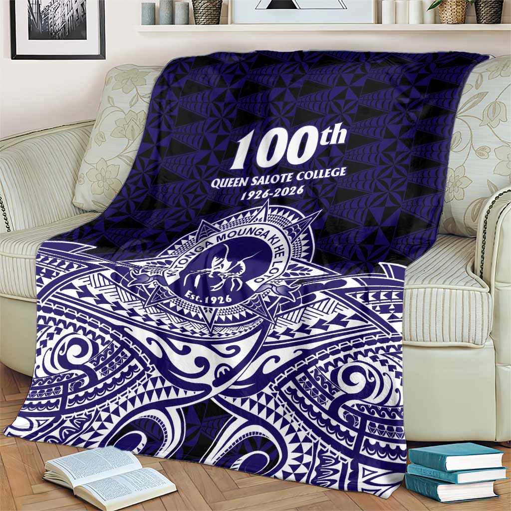 Tonga Queen Salote College 100th Years Blanket Blue Tonga Kupesi Uniquely Pacific Art - Polynesian Pride