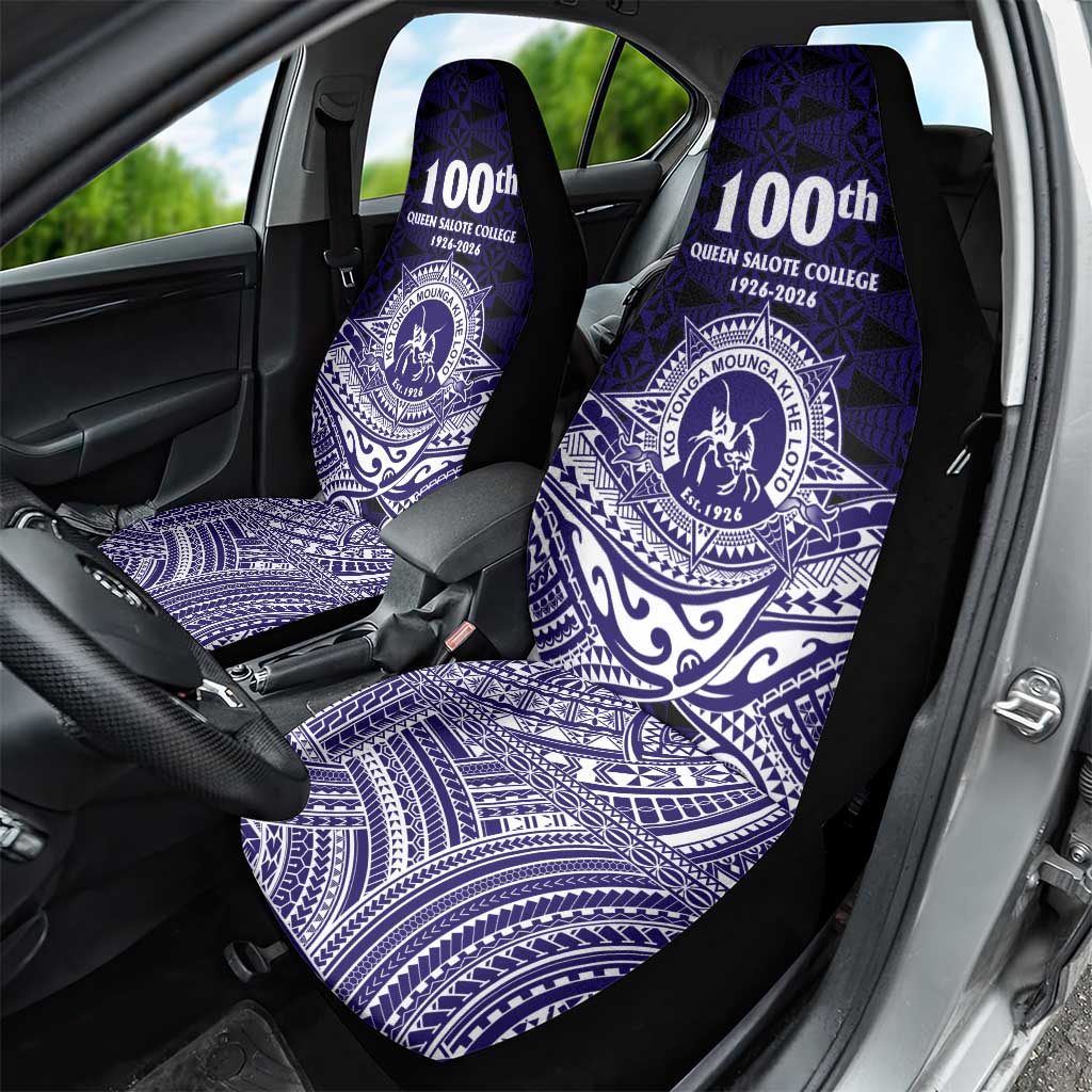 Tonga Queen Salote College 100th Years Car Seat Cover Blue Tonga Kupesi Uniquely Pacific Art - Polynesian Pride