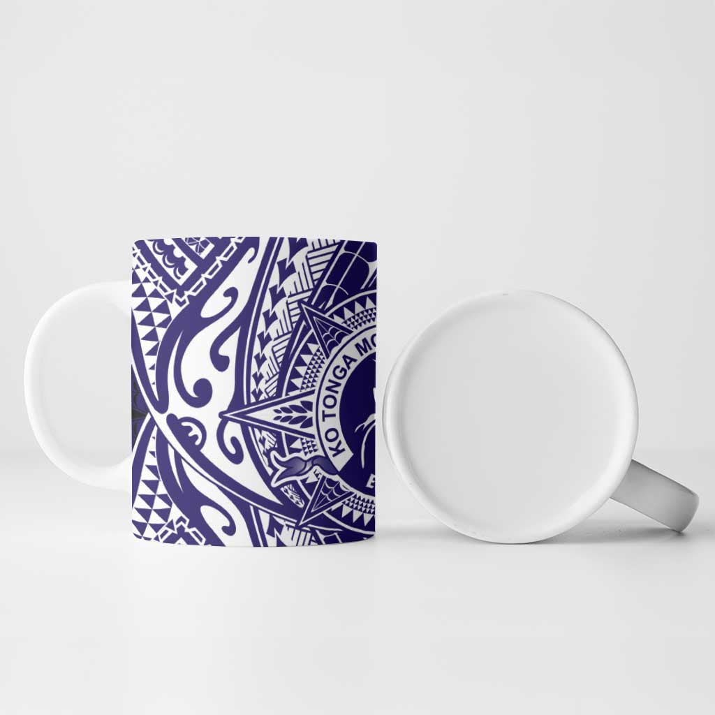 Tonga Queen Salote College 100th Years Ceramic Mug Blue Tonga Kupesi Uniquely Pacific Art - Polynesian Pride
