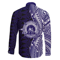 Tonga Queen Salote College 100th Years Family Matching Long Sleeve Bodycon Dress and Hawaiian Shirt Blue Tonga Kupesi Uniquely Pacific Art - Polynesian Pride