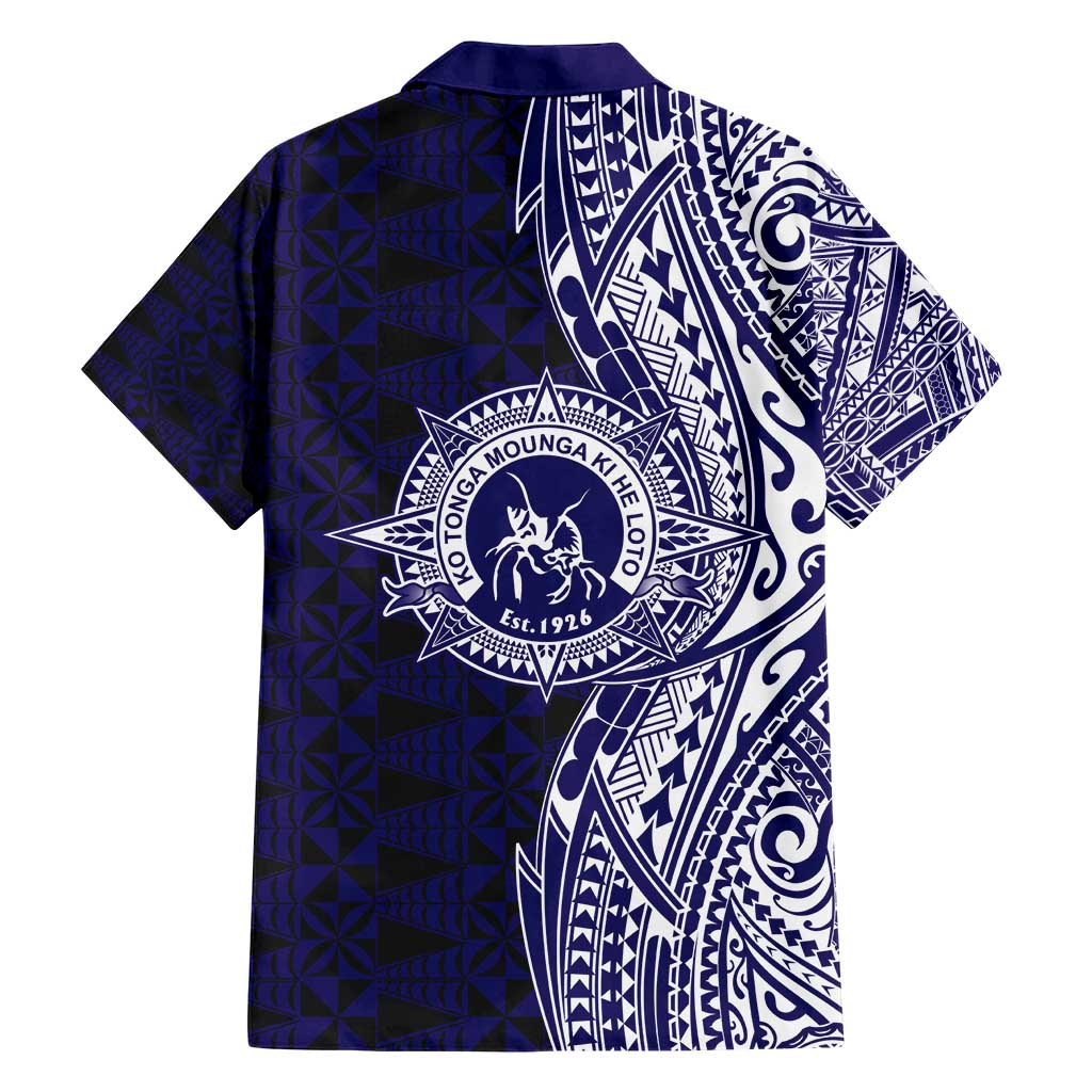 Tonga Queen Salote College 100th Years Family Matching Short Sleeve Bodycon Dress and Hawaiian Shirt Blue Tonga Kupesi Uniquely Pacific Art - Polynesian Pride