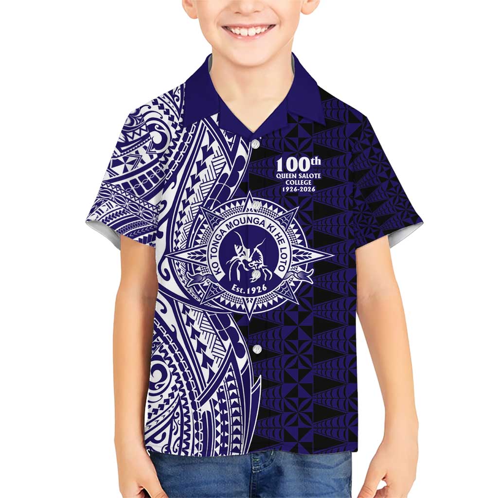 Tonga Queen Salote College 100th Years Family Matching Short Sleeve Bodycon Dress and Hawaiian Shirt Blue Tonga Kupesi Uniquely Pacific Art - Polynesian Pride