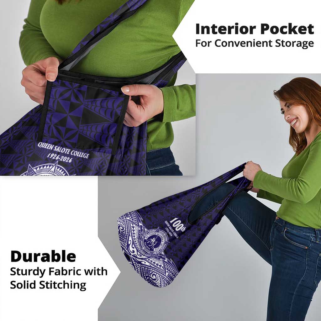 Tonga Queen Salote College 100th Years Grocery Bag Blue Tonga Kupesi Uniquely Pacific Art - Polynesian Pride