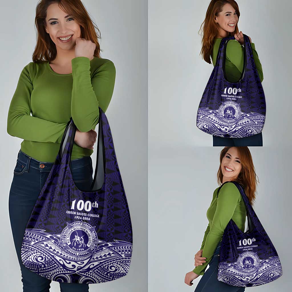 Tonga Queen Salote College 100th Years Grocery Bag Blue Tonga Kupesi Uniquely Pacific Art - Polynesian Pride