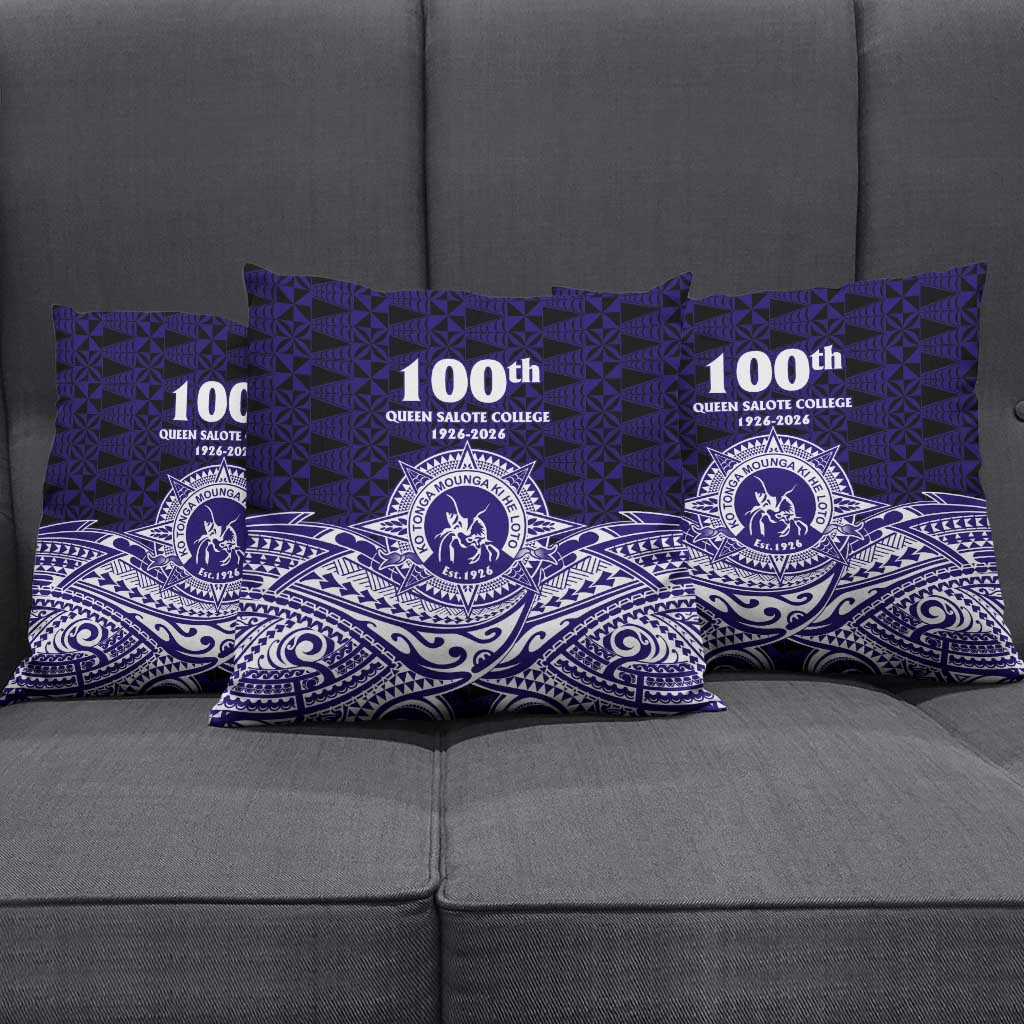 Tonga Queen Salote College 100th Years Pillow Cover Blue Tonga Kupesi Uniquely Pacific Art - Polynesian Pride