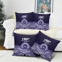 Tonga Queen Salote College 100th Years Pillow Cover Blue Tonga Kupesi Uniquely Pacific Art - Polynesian Pride