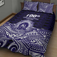 Tonga Queen Salote College 100th Years Quilt Bed Set Blue Tonga Kupesi Uniquely Pacific Art - Polynesian Pride