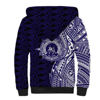 Tonga Queen Salote College 100th Years Sherpa Hoodie Blue Tonga Kupesi Uniquely Pacific Art - Polynesian Pride