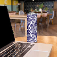 Tonga Queen Salote College 100th Years Skinny Tumbler Blue Tonga Kupesi Uniquely Pacific Art - Polynesian Pride