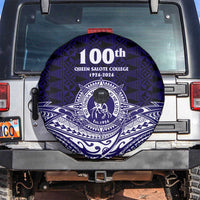Tonga Queen Salote College 100th Years Spare Tire Cover Blue Tonga Kupesi Uniquely Pacific Art - Polynesian Pride
