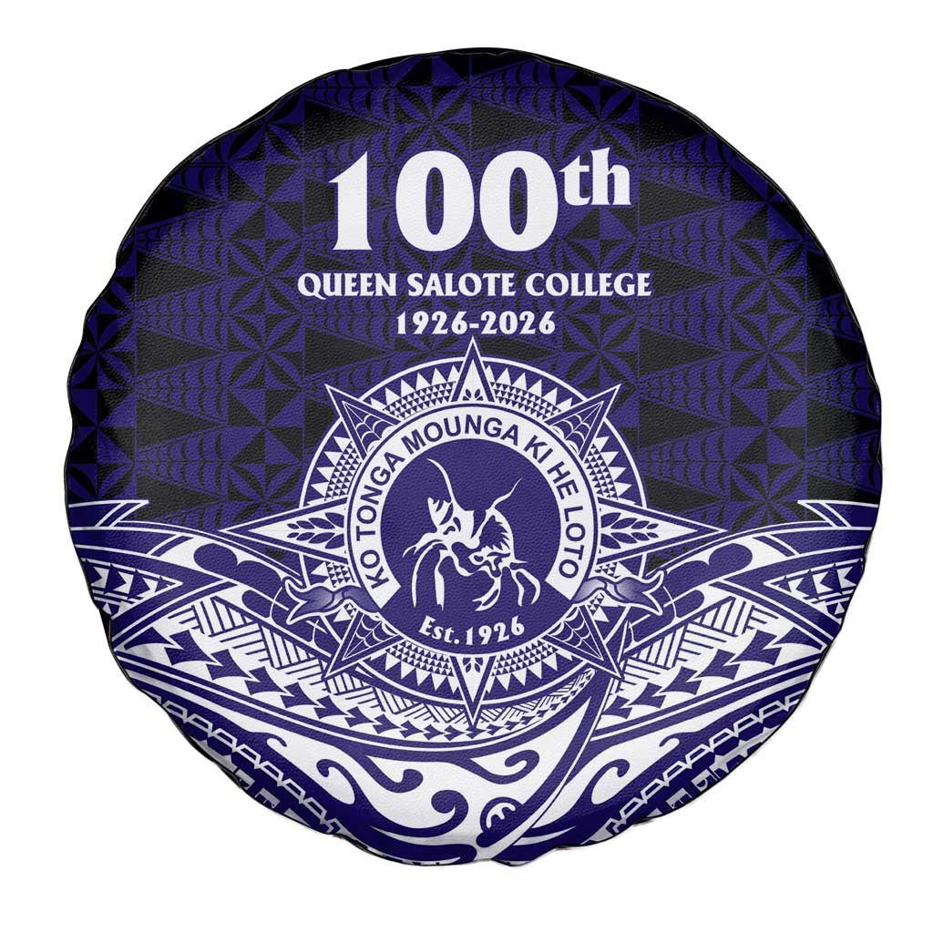 Tonga Queen Salote College 100th Years Spare Tire Cover Blue Tonga Kupesi Uniquely Pacific Art - Polynesian Pride