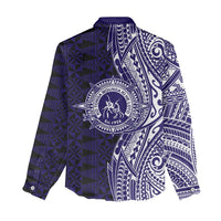 Tonga Queen Salote College 100th Years Women Casual Shirt Blue Tonga Kupesi Uniquely Pacific Art - Polynesian Pride