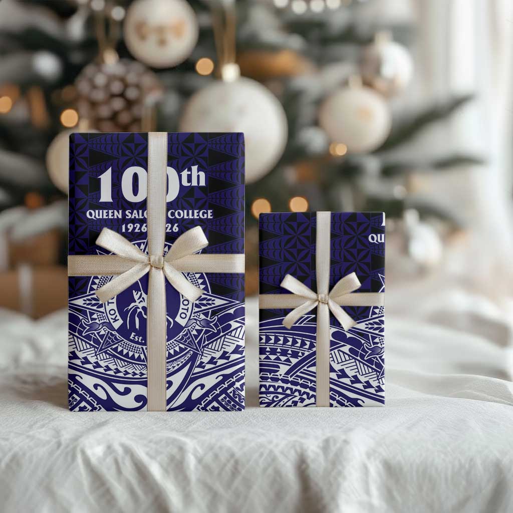 Tonga Queen Salote College 100th Years Wrapping Paper Blue Tonga Kupesi Uniquely Pacific Art - Polynesian Pride