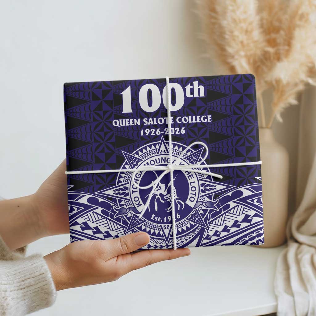 Tonga Queen Salote College 100th Years Wrapping Paper Blue Tonga Kupesi Uniquely Pacific Art - Polynesian Pride