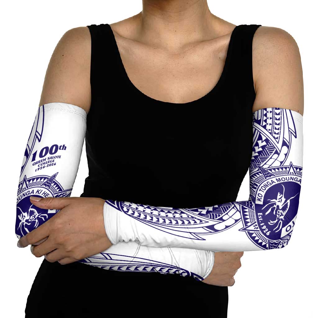 Tonga Queen Salote College 100th Years Arm Sleeves White Tonga Kupesi Uniquely Pacific Art - Polynesian Pride