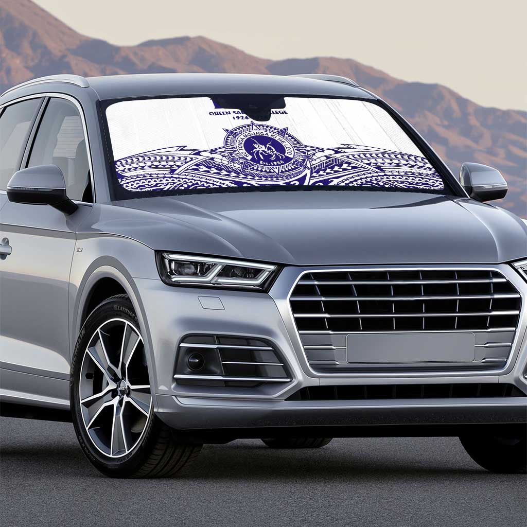 Tonga Queen Salote College 100th Years Auto Sun Shade White Tonga Kupesi Uniquely Pacific Art - Polynesian Pride