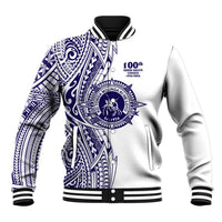 Tonga Queen Salote College 100th Years Baseball Jacket White Tonga Kupesi Uniquely Pacific Art - Polynesian Pride