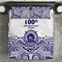 Tonga Queen Salote College 100th Years Bedding Set White Tonga Kupesi Uniquely Pacific Art - Polynesian Pride