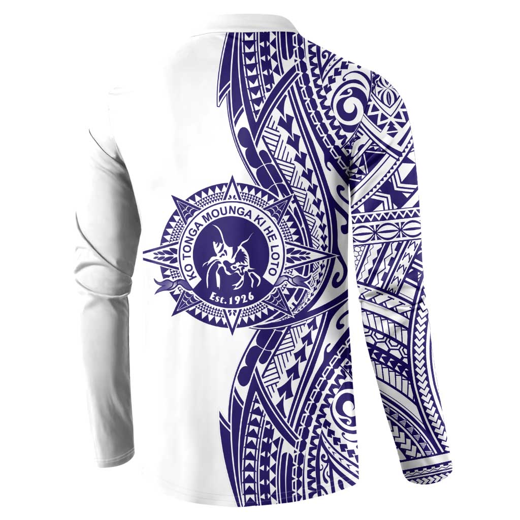 Tonga Queen Salote College 100th Years Button Sweatshirt White Tonga Kupesi Uniquely Pacific Art - Polynesian Pride