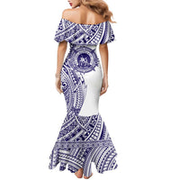 Tonga Queen Salote College 100th Years Family Matching Mermaid Dress and Hawaiian Shirt White Tonga Kupesi Uniquely Pacific Art - Polynesian Pride
