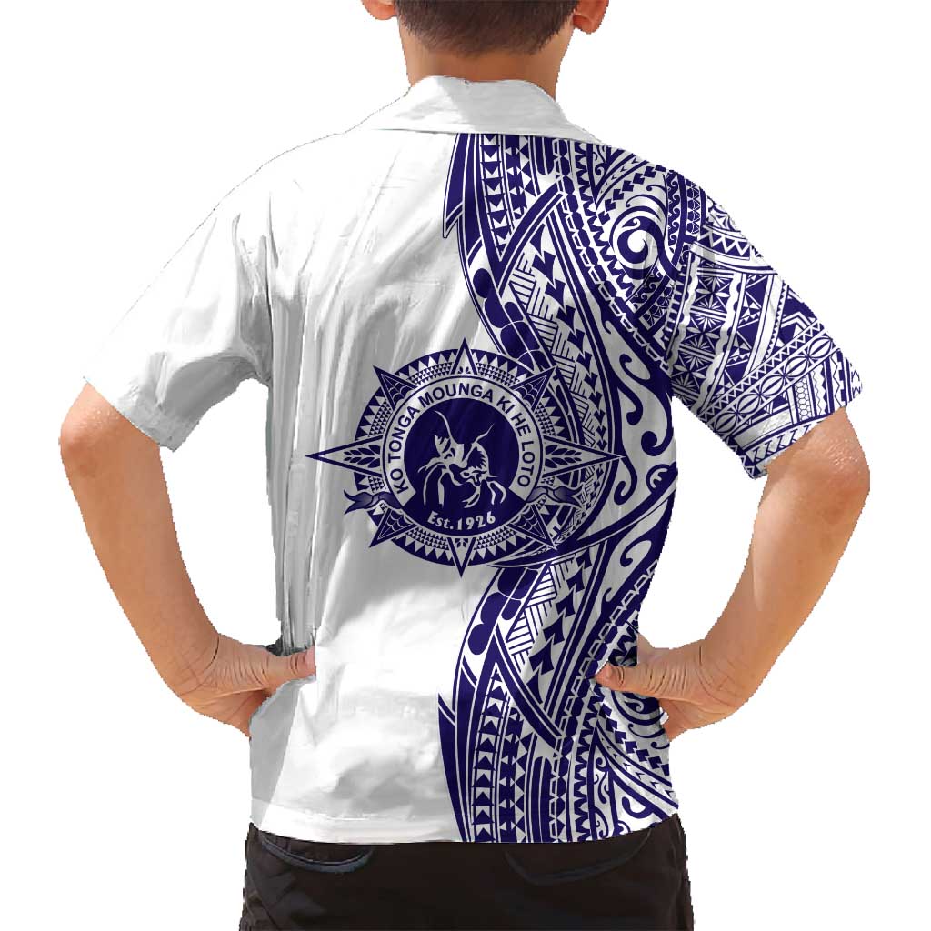 Tonga Queen Salote College 100th Years Family Matching Puletasi and Hawaiian Shirt White Tonga Kupesi Uniquely Pacific Art - Polynesian Pride