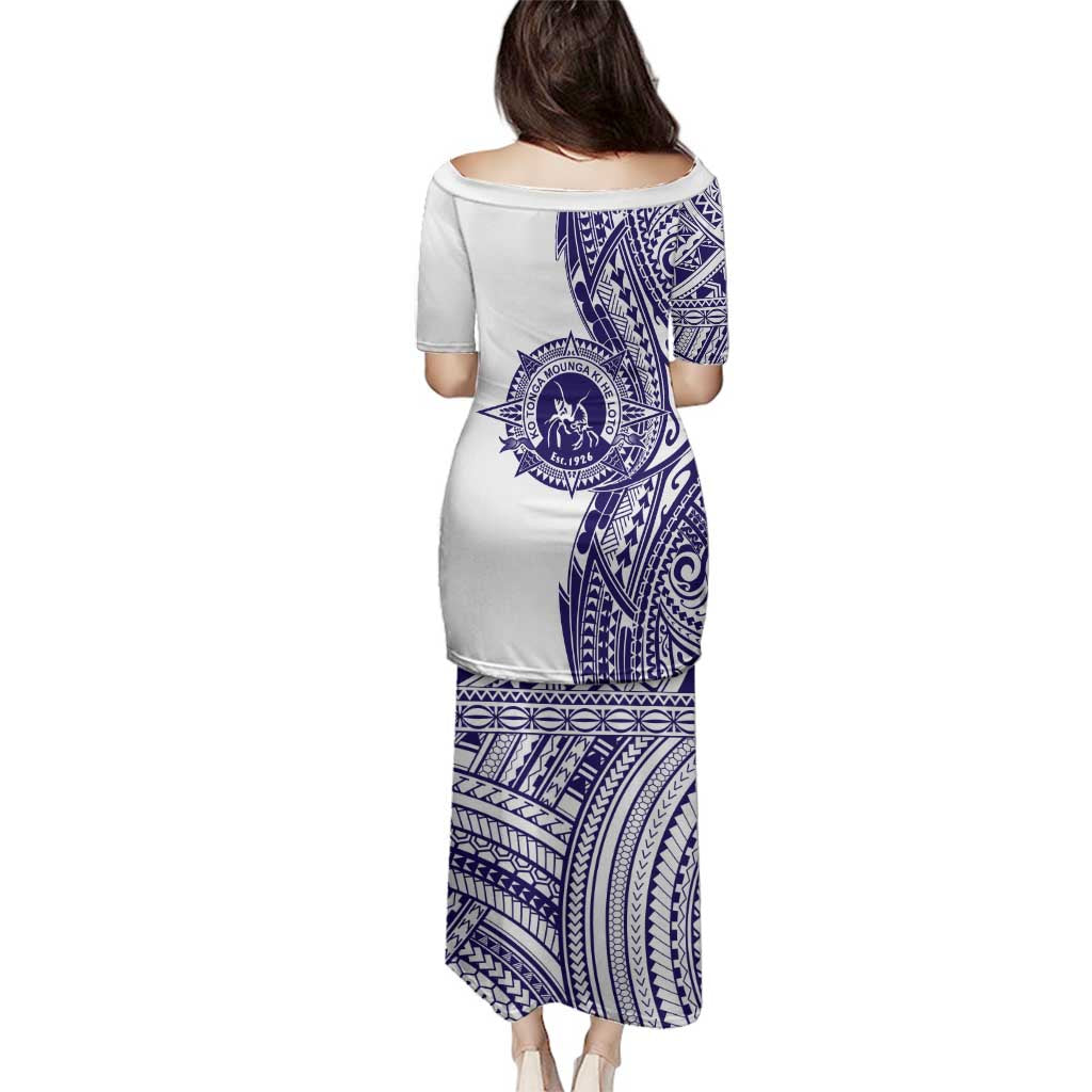 Tonga Queen Salote College 100th Years Family Matching Puletasi and Hawaiian Shirt White Tonga Kupesi Uniquely Pacific Art - Polynesian Pride