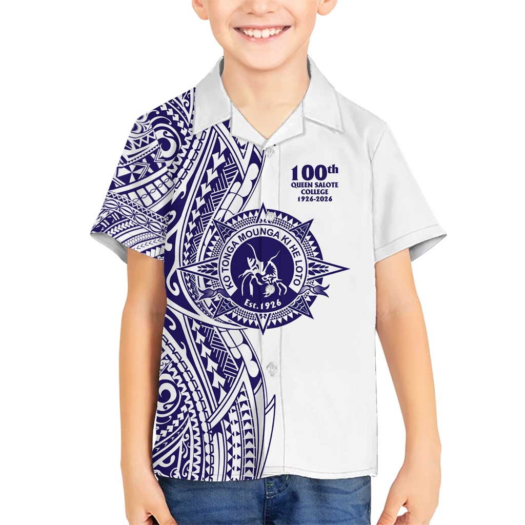 Tonga Queen Salote College 100th Years Family Matching Puletasi and Hawaiian Shirt White Tonga Kupesi Uniquely Pacific Art - Polynesian Pride