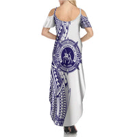 Tonga Queen Salote College 100th Years Family Matching Summer Maxi Dress and Hawaiian Shirt White Tonga Kupesi Uniquely Pacific Art - Polynesian Pride