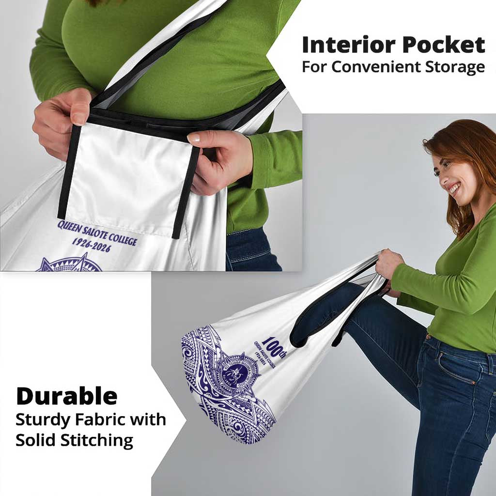 Tonga Queen Salote College 100th Years Grocery Bag White Tonga Kupesi Uniquely Pacific Art - Polynesian Pride