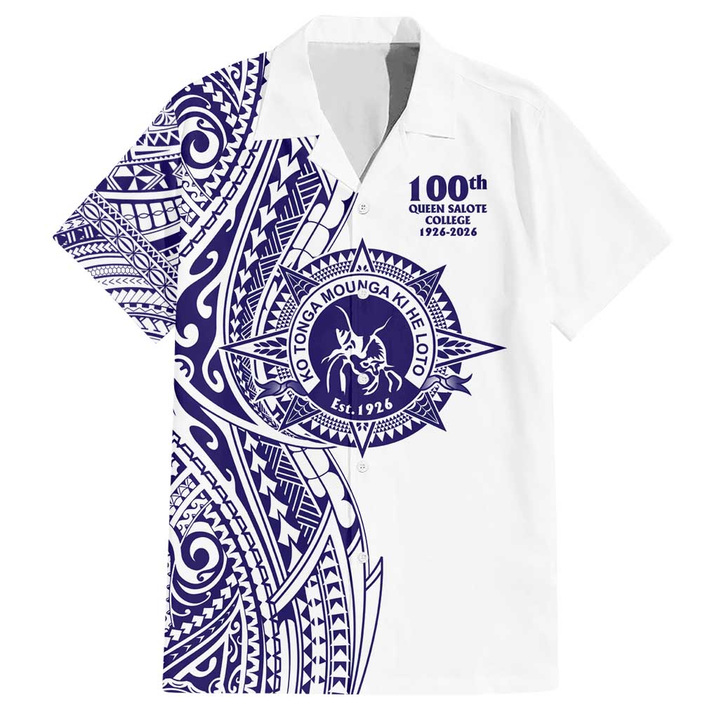 Tonga Queen Salote College 100th Years Hawaiian Shirt White Tonga Kupesi Uniquely Pacific Art - Polynesian Pride