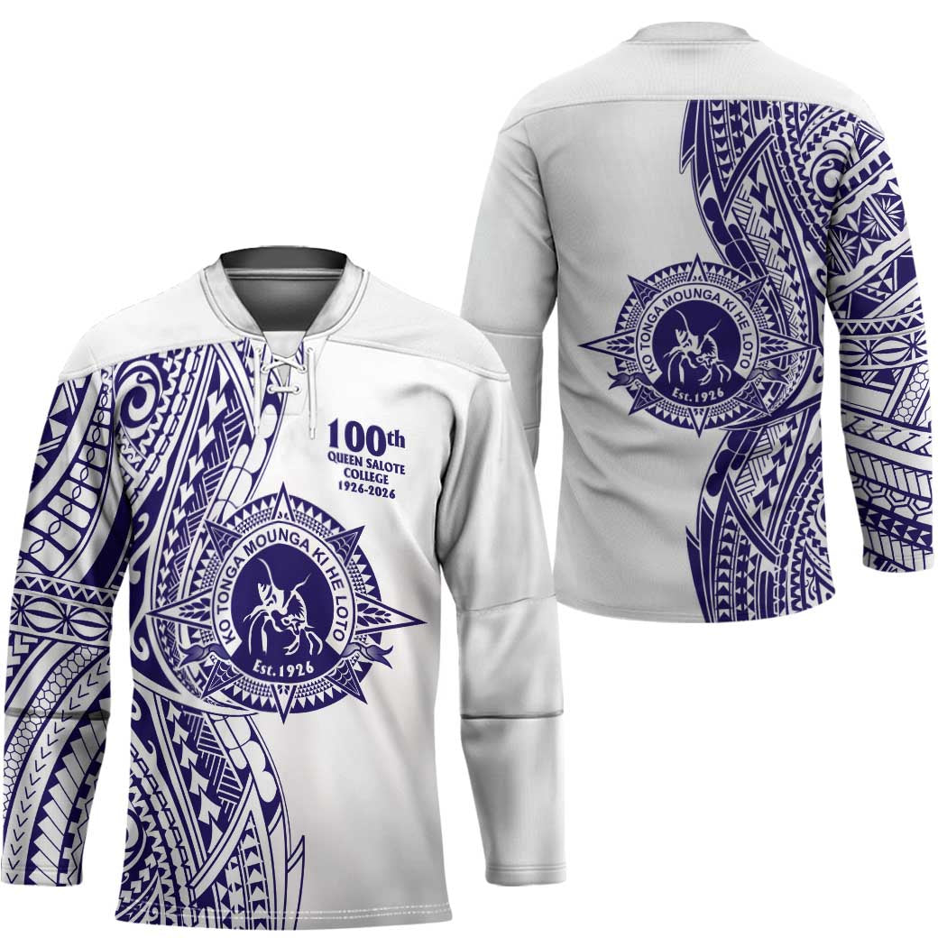 Tonga Queen Salote College 100th Years Hockey Jersey White Tonga Kupesi Uniquely Pacific Art - Polynesian Pride