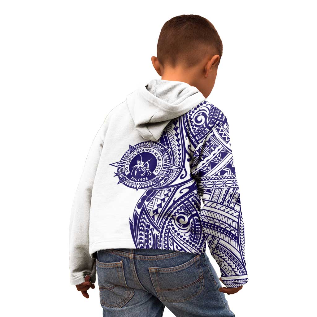 Tonga Queen Salote College 100th Years Kid Hoodie White Tonga Kupesi Uniquely Pacific Art - Polynesian Pride