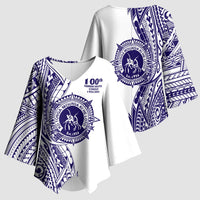 Tonga Queen Salote College 100th Years Kimono Sleeve Blouse White Tonga Kupesi Uniquely Pacific Art - Polynesian Pride