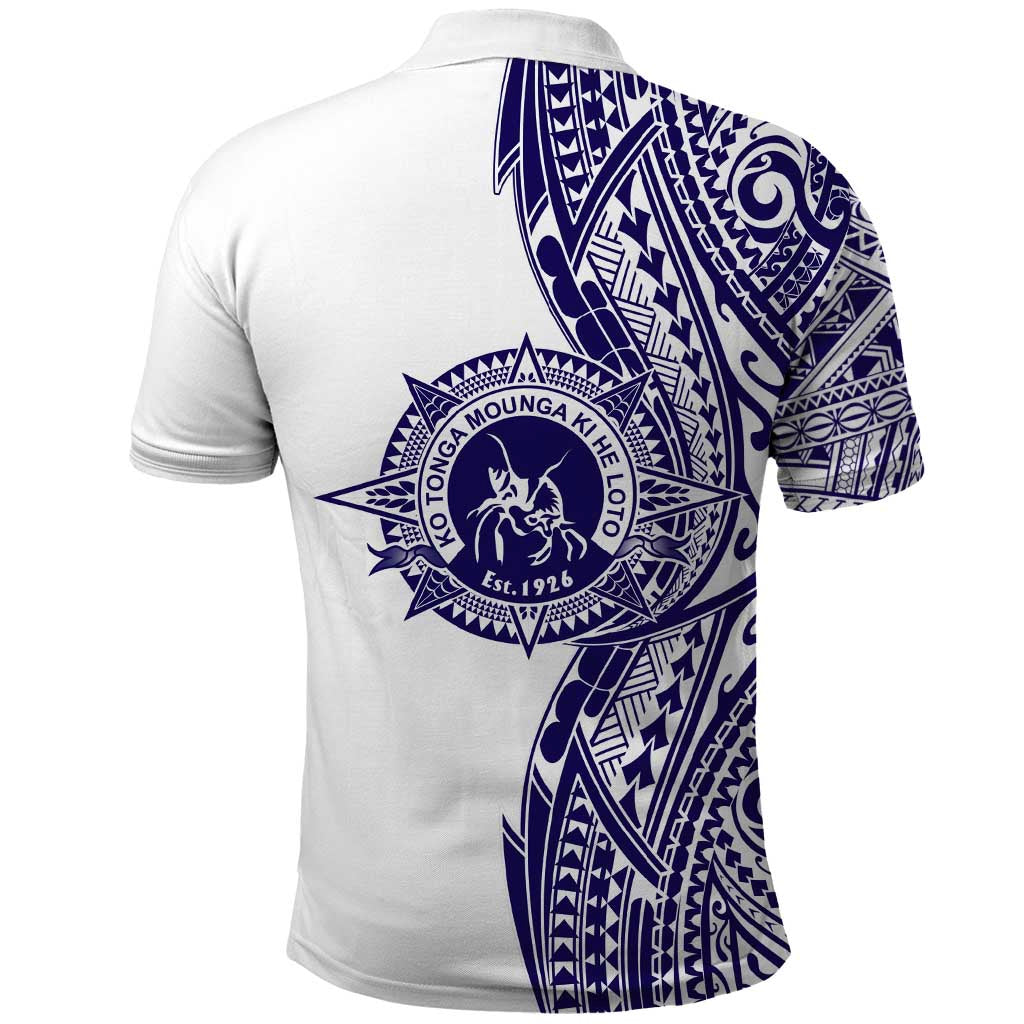 Tonga Queen Salote College 100th Years Polo Shirt White Tonga Kupesi Uniquely Pacific Art LT9 - Polynesian Pride
