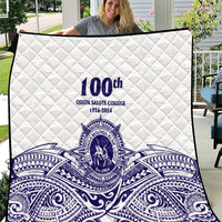 Tonga Queen Salote College 100th Years Quilt White Tonga Kupesi Uniquely Pacific Art - Polynesian Pride