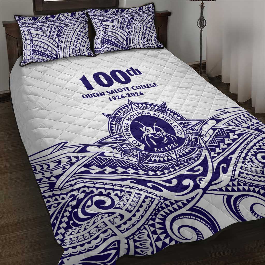 Tonga Queen Salote College 100th Years Quilt Bed Set White Tonga Kupesi Uniquely Pacific Art - Polynesian Pride