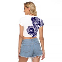Tonga Queen Salote College 100th Years Raglan Cropped T Shirt White Tonga Kupesi Uniquely Pacific Art - Polynesian Pride
