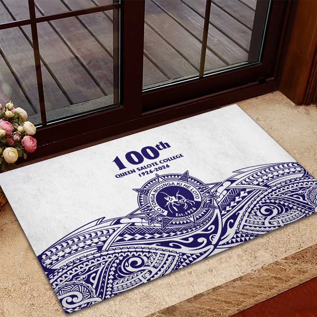 Tonga Queen Salote College 100th Years Rubber Doormat White Tonga Kupesi Uniquely Pacific Art - Polynesian Pride