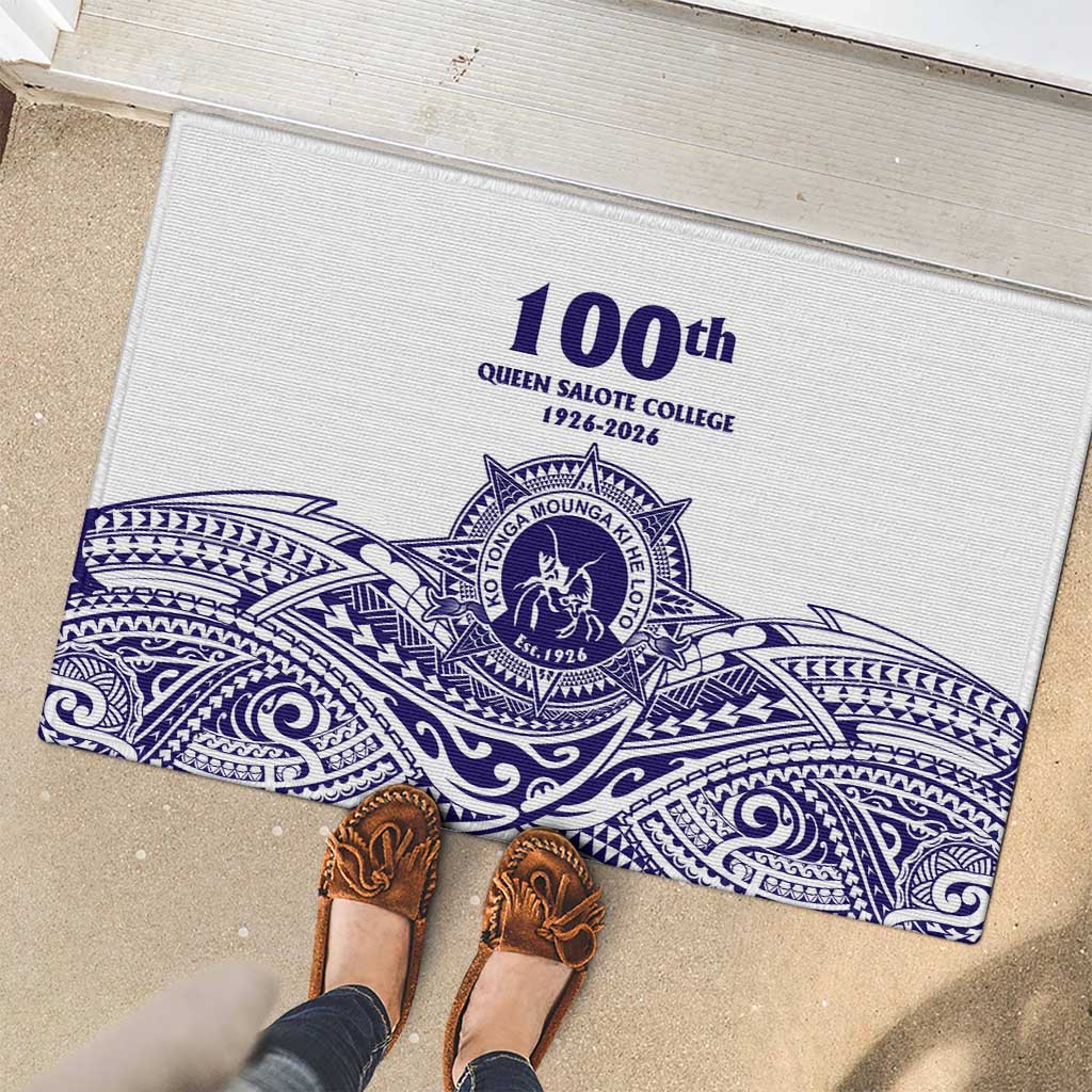 Tonga Queen Salote College 100th Years Rubber Doormat White Tonga Kupesi Uniquely Pacific Art - Polynesian Pride