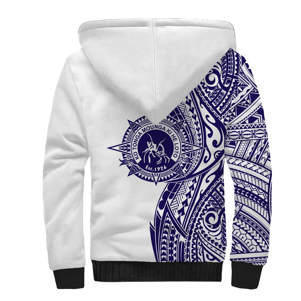 Tonga Queen Salote College 100th Years Sherpa Hoodie White Tonga Kupesi Uniquely Pacific Art - Polynesian Pride