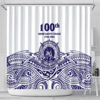 Tonga Queen Salote College 100th Years Shower Curtain White Tonga Kupesi Uniquely Pacific Art - Polynesian Pride