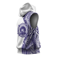 Tonga Queen Salote College 100th Years Sleeveless Hoodie White Tonga Kupesi Uniquely Pacific Art - Polynesian Pride